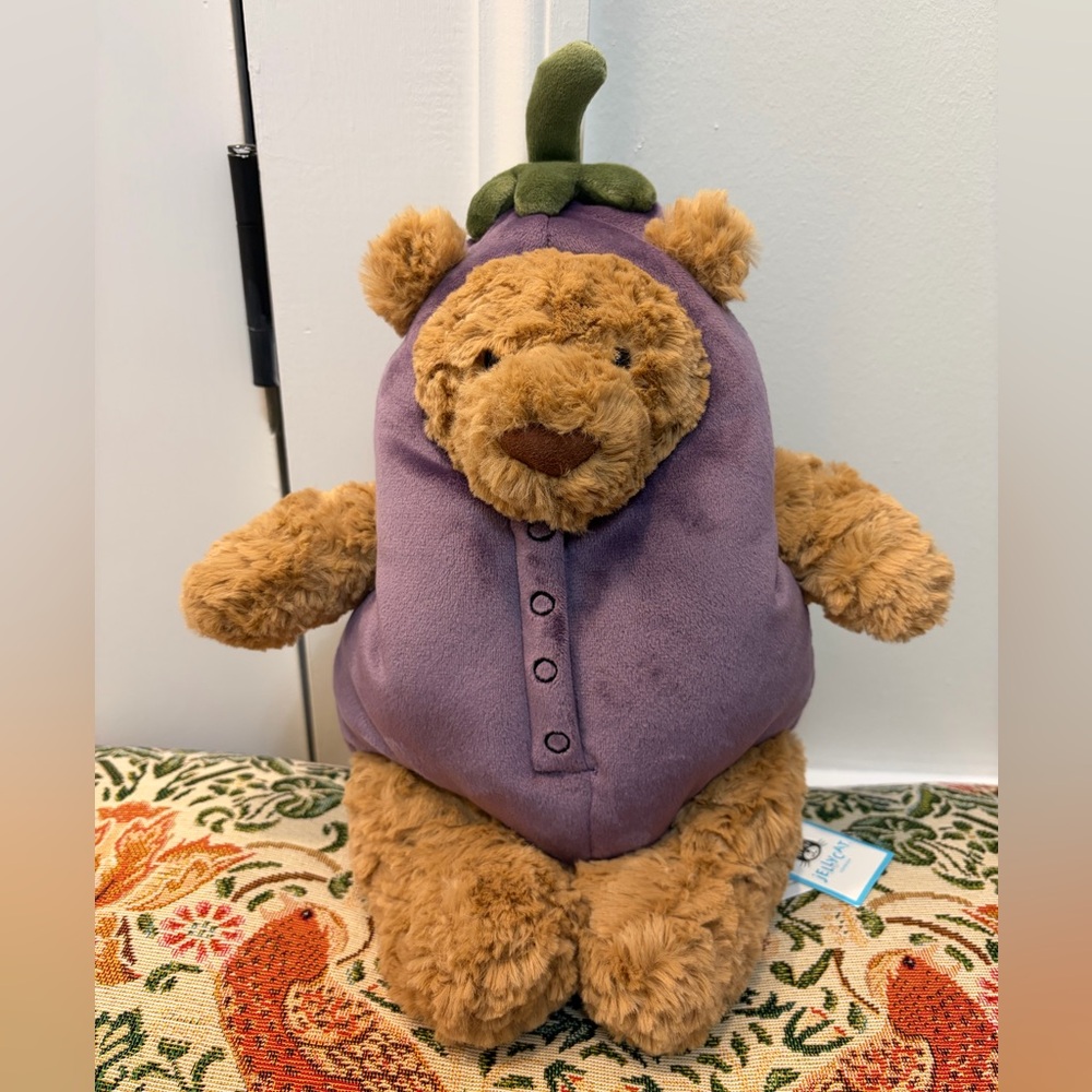 BNWT Jellycat Eggplant Bartholomew Bear - retired, VHTF